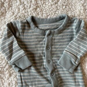 Colored Organics Teal Striped Footie with Snaps